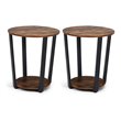Pemberly Row Metal and Engineered Wood End Tables in Brown (Set of 2)