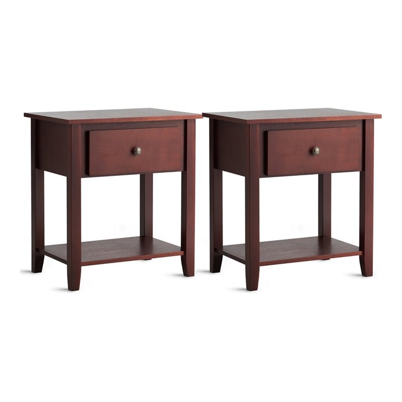 Pemberly Row Contemporary MDF and Pine Wood Nightstands in Brown (Set of 2)