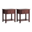 Pemberly Row Contemporary MDF and Pine Wood Nightstands in Brown (Set of 2)