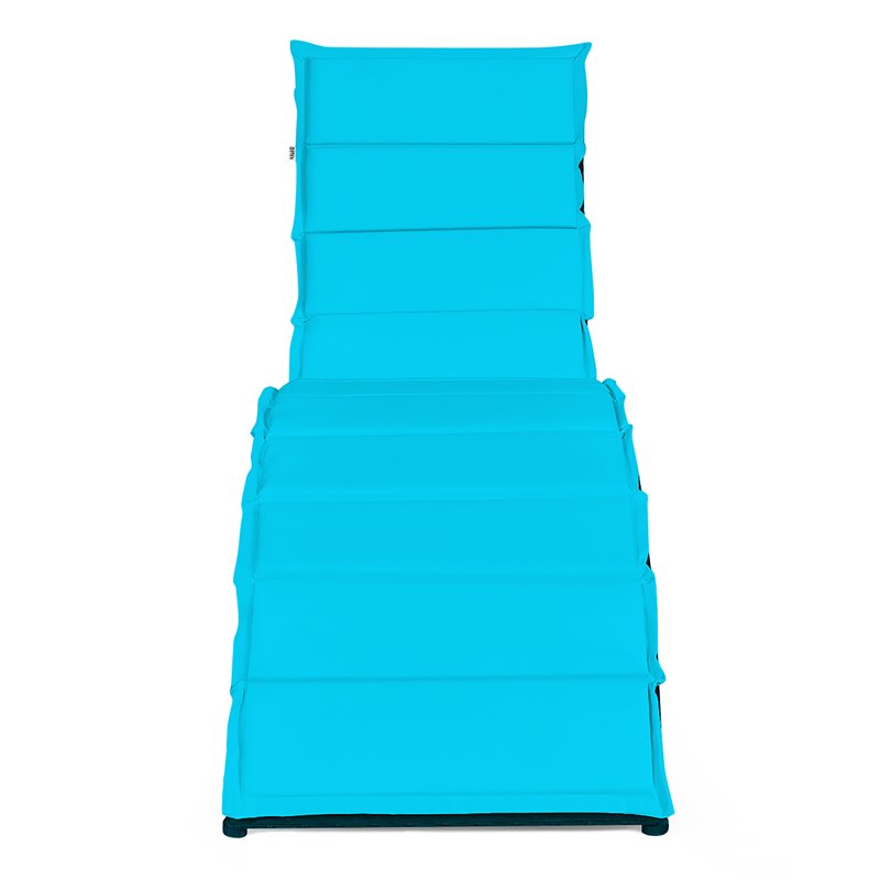 Pemberly Row 2 Pieces Rattan Folding Patio Lounge Chaise Chair in Turquoise