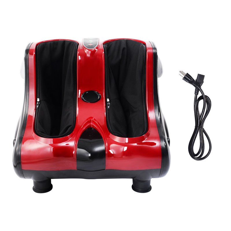 Pemberly Row Contemporary Plastic Shiatsu Foot Calf Leg Massager in Red