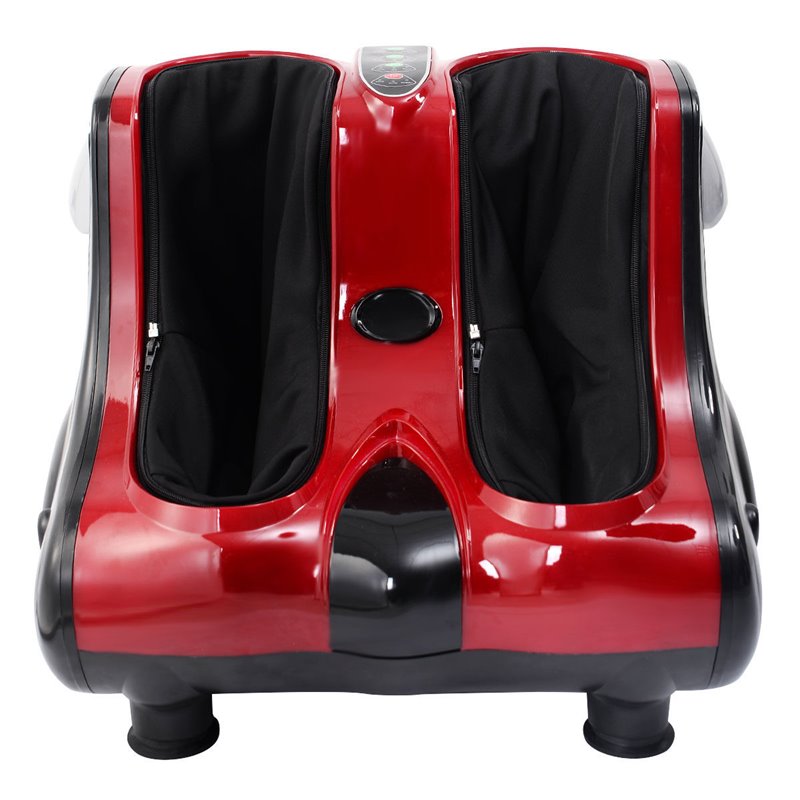 Pemberly Row Contemporary Plastic Shiatsu Foot Calf Leg Massager in Red Finish