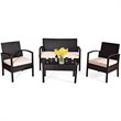 Pemberly Row 8 Pieces Patio Conversation Furniture Set with Cushion in Black