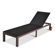 Pemberly Row 2 Pieces Adjustable Rattan Patio Lounge Chair with Wheels in White