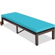 Pemberly Row 2 Pcs Adjustable Rattan Patio Lounge Chair with Wheels in Turquoise
