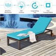 Pemberly Row 2 Pcs Adjustable Rattan Patio Lounge Chair with Wheels in Turquoise