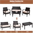 Pemberly Row 4 Pieces Patio Conversation Furniture Set with Cushion in Black