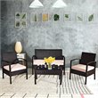 Pemberly Row 4 Pieces Patio Conversation Furniture Set with Cushion in Black
