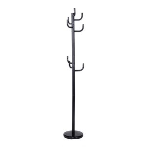 Pemberly Row 69&quot Contemporary Metal Coat Rack with Round Base in Black
