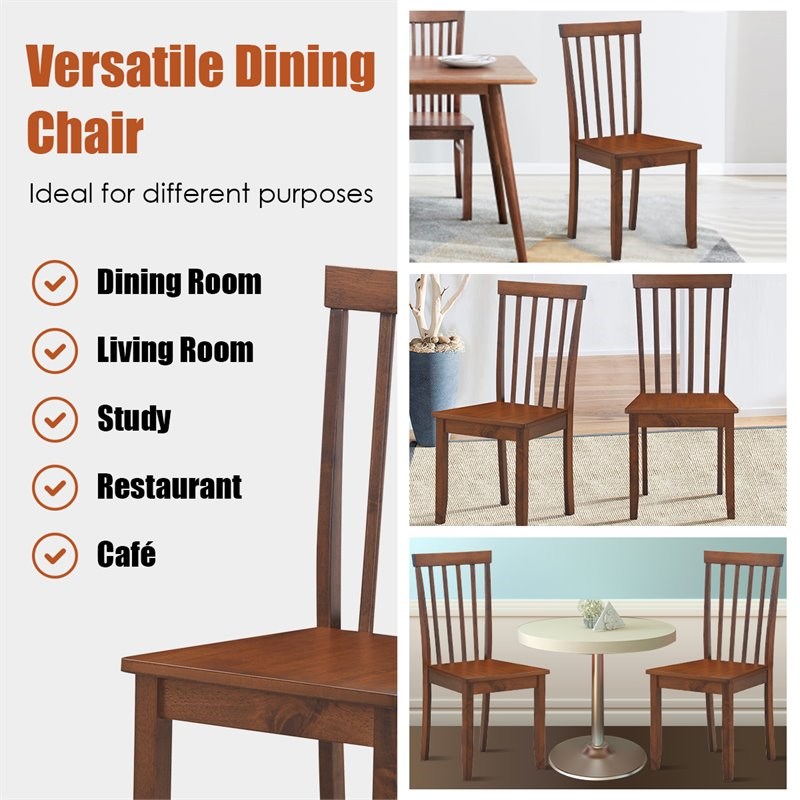 Pemberly Row Contemporary Rubber Wood Dining Chairs in Walnut (Set of 4)