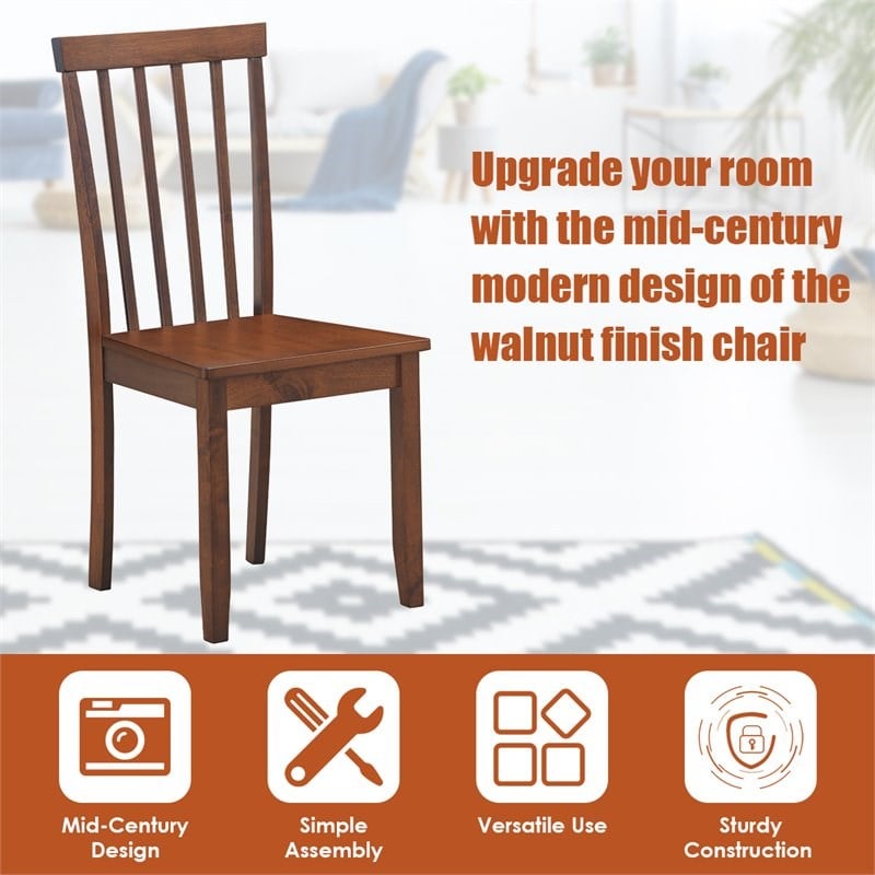 Pemberly Row Contemporary Rubber Wood Dining Chairs in Walnut (Set of 4)