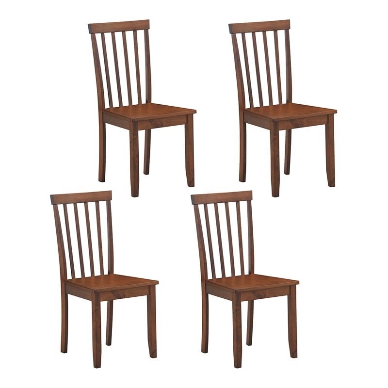 Pemberly Row Contemporary Rubber Wood Dining Chairs in Walnut (Set of 4)