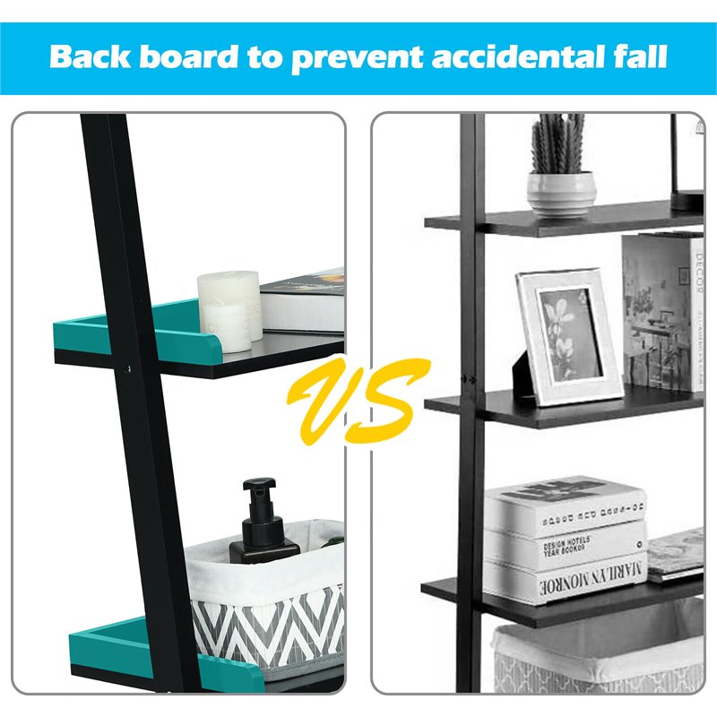 Pemberly Row 5-Tier Contemporary MDF Ladder Shelves in Black Finish