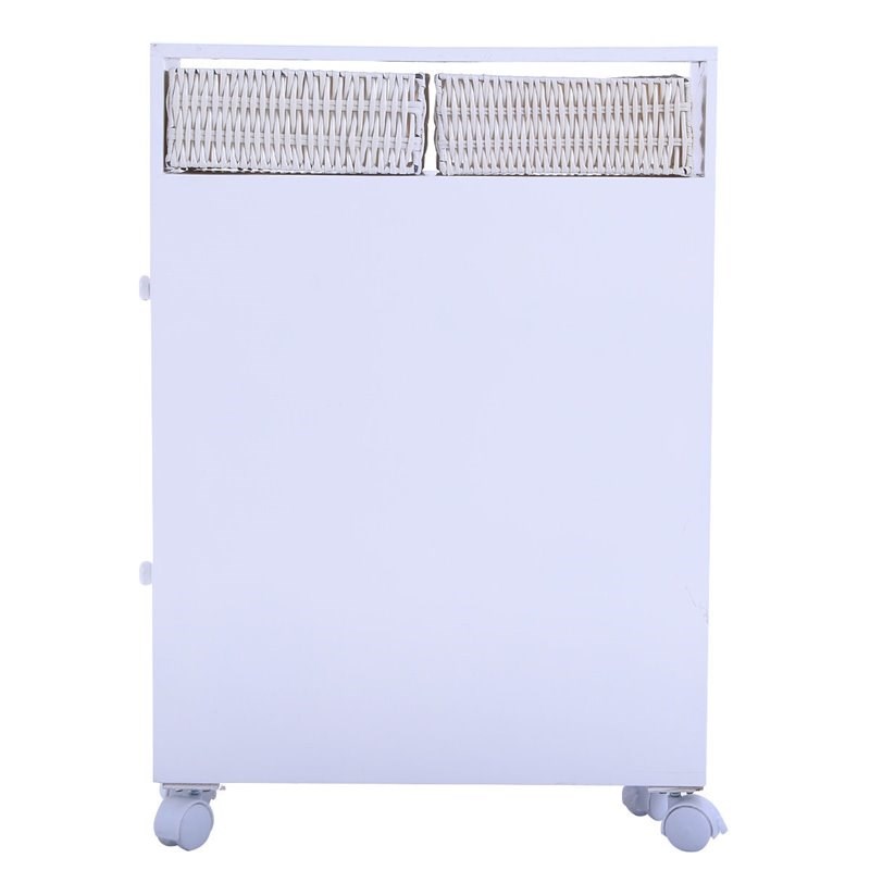 Pemberly Row Contemporary MDF Floor Cabinet with 4 Rolling Casters in White