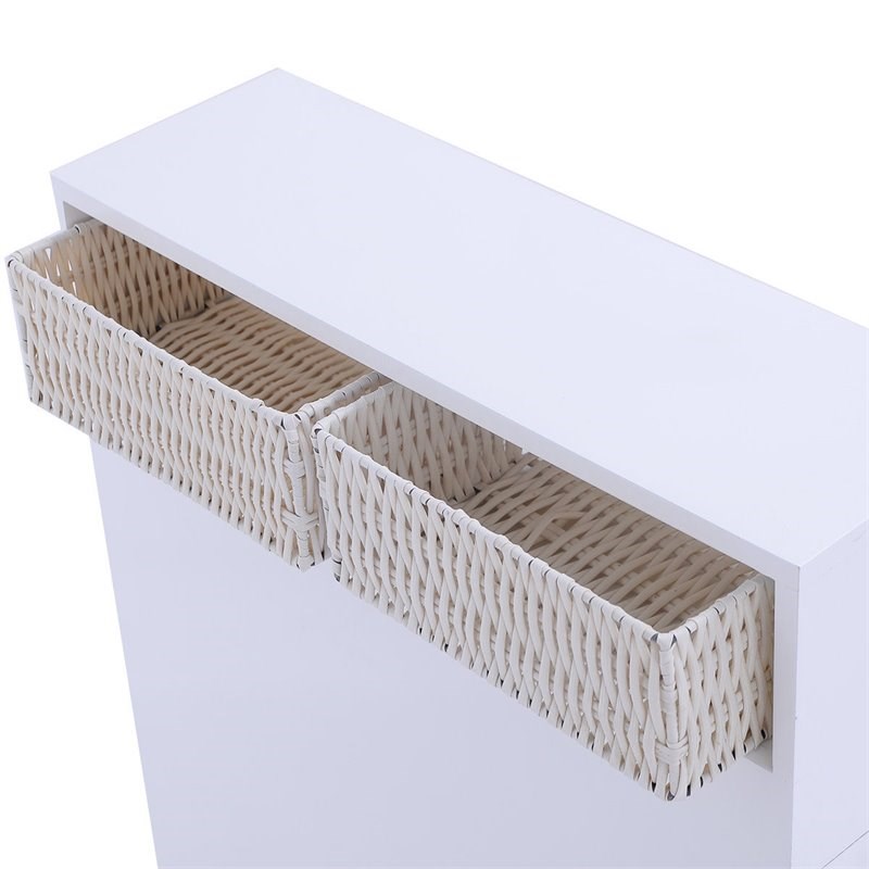 Pemberly Row Contemporary MDF Floor Cabinet with 4 Rolling Casters in White