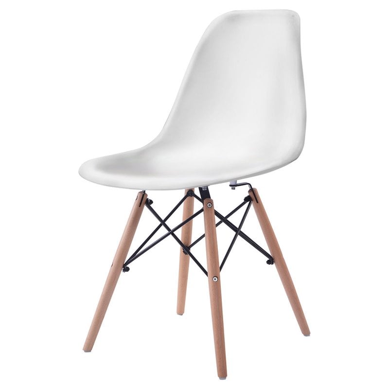 Pemberly Row Contemporary ABS and Wood Dining Side Chairs in White (Set of 4)