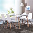 Pemberly Row Contemporary ABS and Wood Dining Side Chairs in White (Set of 4)