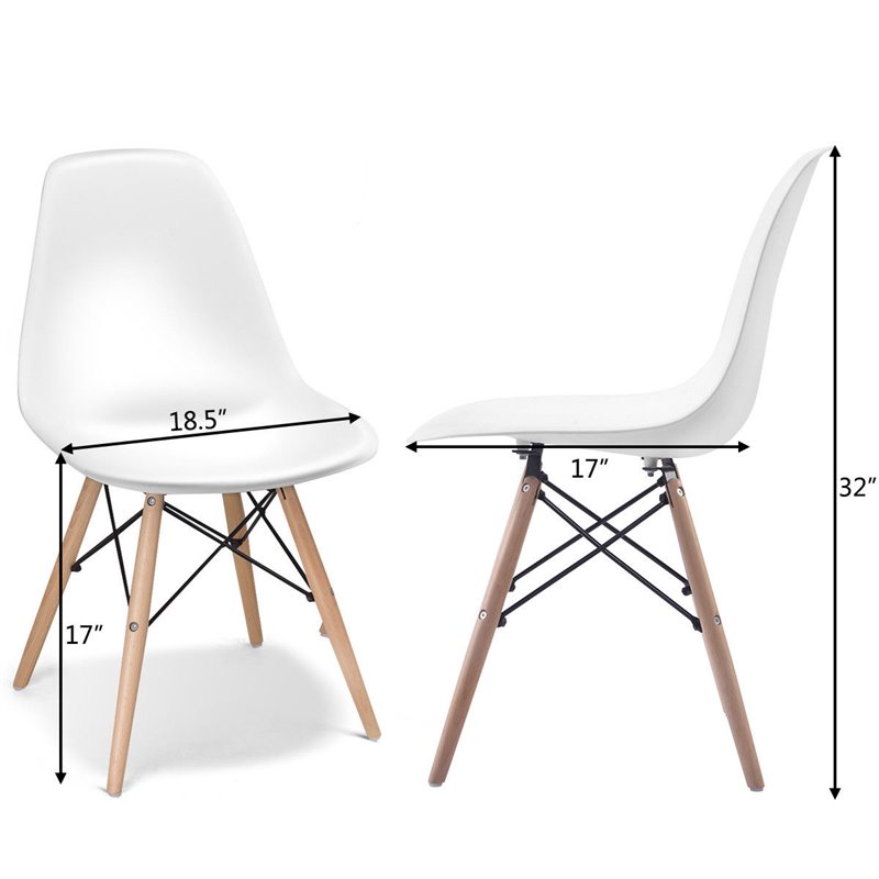 Pemberly Row Contemporary ABS and Wood Dining Side Chairs in White (Set of 4)