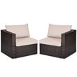 Pemberly Row 4 Pieces Rattan Patio Corner Sofa Sectional with Cushion in Beige