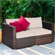 Pemberly Row 4 Pieces Rattan Patio Corner Sofa Sectional with Cushion in Beige