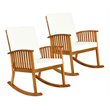 Pemberly Row 2 Pcs Acacia Wood Garden Lawn Rocking Chair with Cushion in Brown
