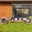 Pemberly Row 8 Pcs Acacia Wood Patio Furniture Set with Thick Cushion in Brown