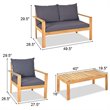 Pemberly Row 8 Pcs Acacia Wood Patio Furniture Set with Thick Cushion in Brown