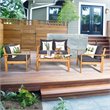 Pemberly Row 8 Pcs Acacia Wood Patio Furniture Set with Thick Cushion in Brown