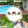 Pemberly Row 8 Pcs Acacia Wood Patio Furniture Set with Thick Cushion in Brown