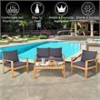 Pemberly Row 8 Pcs Acacia Wood Patio Furniture Set with Thick Cushion in Brown