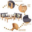 Pemberly Row 8 Pcs Acacia Wood Patio Furniture Set with Thick Cushion in Brown