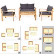 Pemberly Row 8 Pcs Acacia Wood Patio Furniture Set with Thick Cushion in Brown