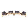Pemberly Row 8 Pcs Acacia Wood Patio Furniture Set with Thick Cushion in Brown
