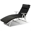 Pemberly Row 2 Pieces Outdoor Folding Chaise Lounge Chair with Cushion in Black