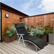 Pemberly Row 2 Pieces Outdoor Folding Chaise Lounge Chair with Cushion in Black