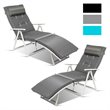 Pemberly Row 2 Pieces Outdoor Folding Chaise Lounge Chair with Cushion in Gray
