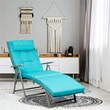 Pemberly Row 2 Pcs Outdoor Folding Chaise Lounge Chair with Cushion in Turquoise