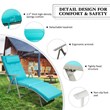 Pemberly Row 2 Pcs Outdoor Folding Chaise Lounge Chair with Cushion in Turquoise