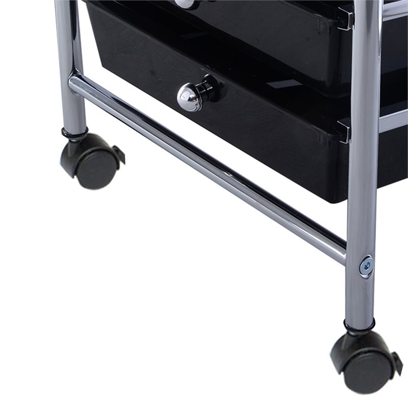 Pemberly Row Metal Scrapbook Paper Rolling Storage Cart with 10 Drawer in Black