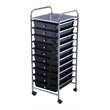 Pemberly Row Metal Scrapbook Paper Rolling Storage Cart with 10 Drawer in Black