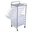 Pemberly Row Metal Scrapbook Paper Rolling Storage Cart with 10 Drawer in Clear