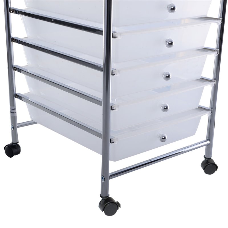 Pemberly Row Metal Scrapbook Paper Rolling Storage Cart with 10 Drawer in Clear