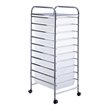 Pemberly Row Metal Scrapbook Paper Rolling Storage Cart with 10 Drawer in Clear