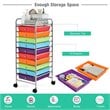 Pemberly Row Scrapbook Paper Rolling Storage Cart w/ 10 Drawer in Multi-Color