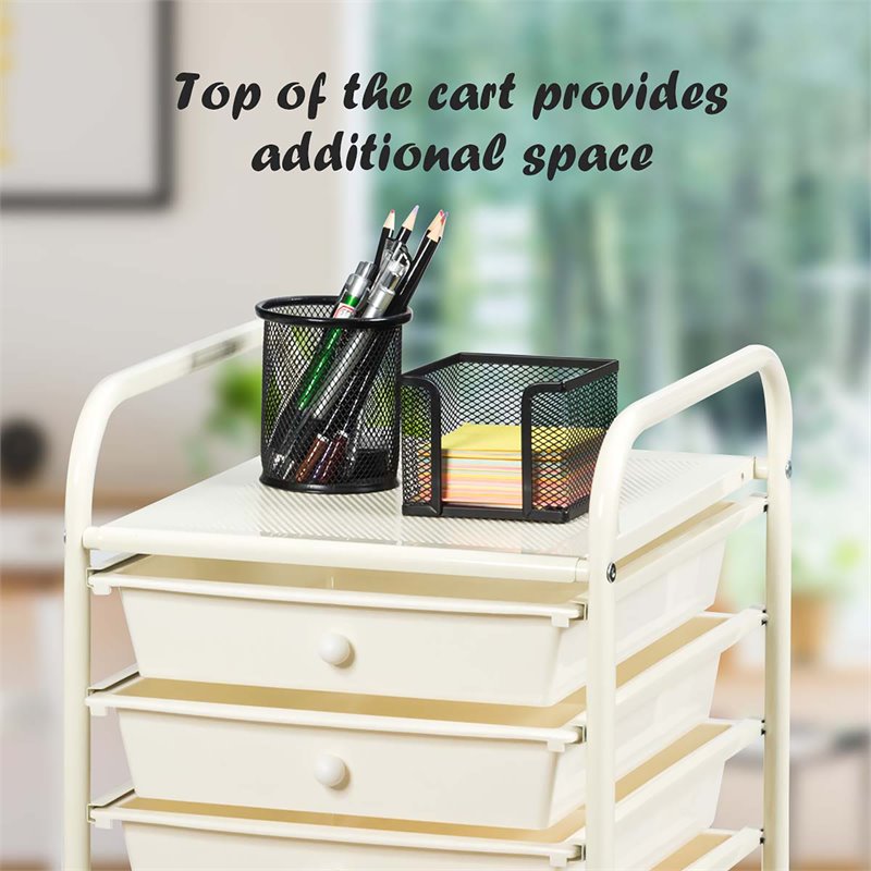Pemberly Row Scrapbook Paper Rolling Storage Cart with 10 Drawer in Multi-Color