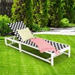 Pemberly Row 2 Pieces Metal Patio Lounge Chaise Chair with Wheel in Black/White