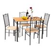 Pemberly Row 5 Pieces Wood Dining Set with Table and 4 Chairs in Black