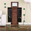Pemberly Row Contemporary MDF and Glass Jewelry Cabinet with 6 Drawers in Walnut