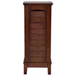 Pemberly Row Contemporary MDF and Glass Jewelry Cabinet with 6 Drawers in Walnut