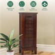 Pemberly Row Contemporary MDF and Glass Jewelry Cabinet with 6 Drawers in Walnut